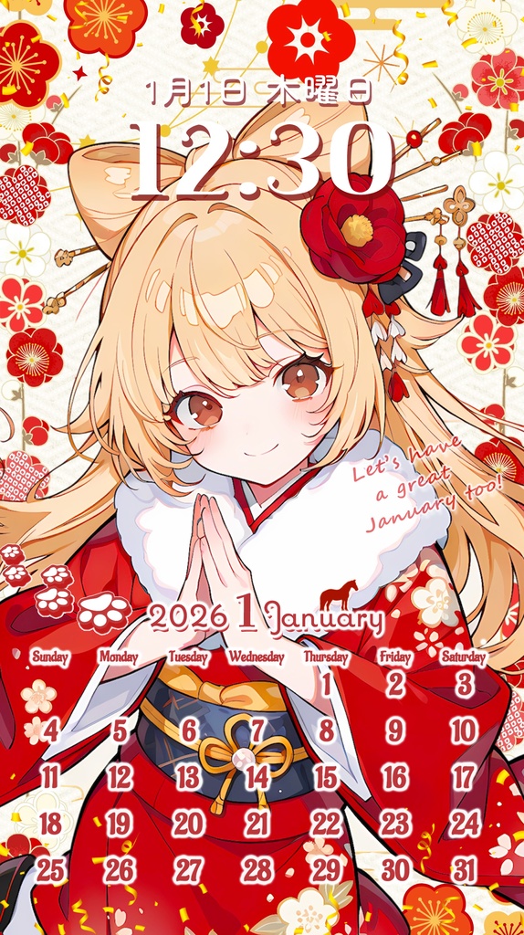 ✦1月用✦【カレンダー付き!待ち受け素材】新年✧24点セット *+【 Vtuber/配信者向け 】