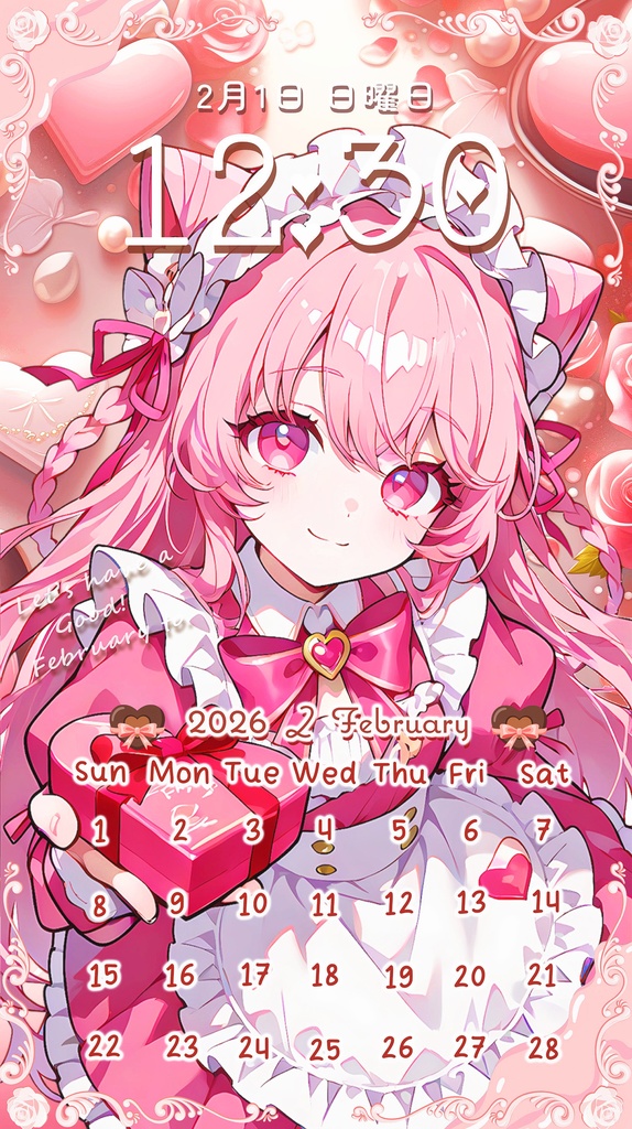 ✦2月用✦【カレンダー付き!待ち受け素材】チョコ盛り✧10点セット *+【 Vtuber/配信者向け 】