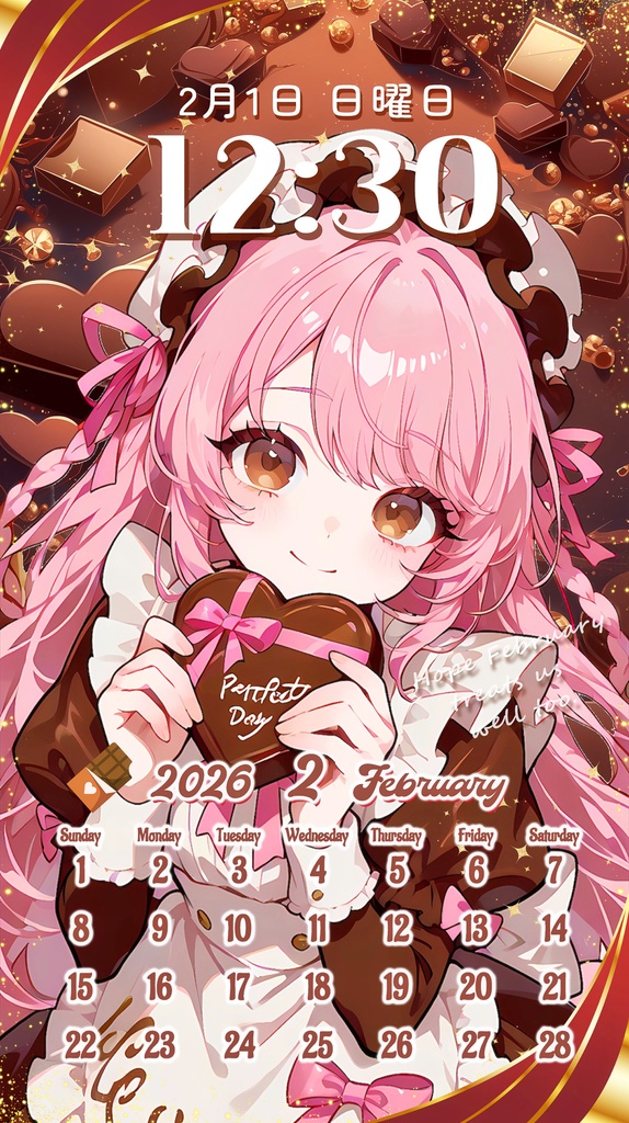 ✦2月用✦【カレンダー付き!待ち受け素材】チョコ盛り✧10点セット *+【 Vtuber/配信者向け 】