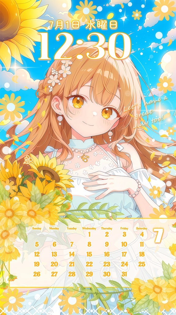 ✦7月用✦【カレンダー付き!待ち受け素材】夏色はじける✧19点セット *+【 Vtuber/配信者向け 】
