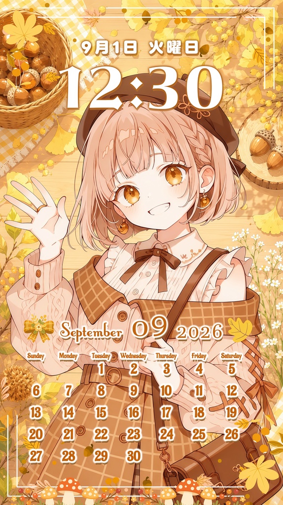 ✦9月用✦【カレンダー付き!待ち受け素材】秋の始まり✧19点セット *+【 Vtuber/配信者向け 】