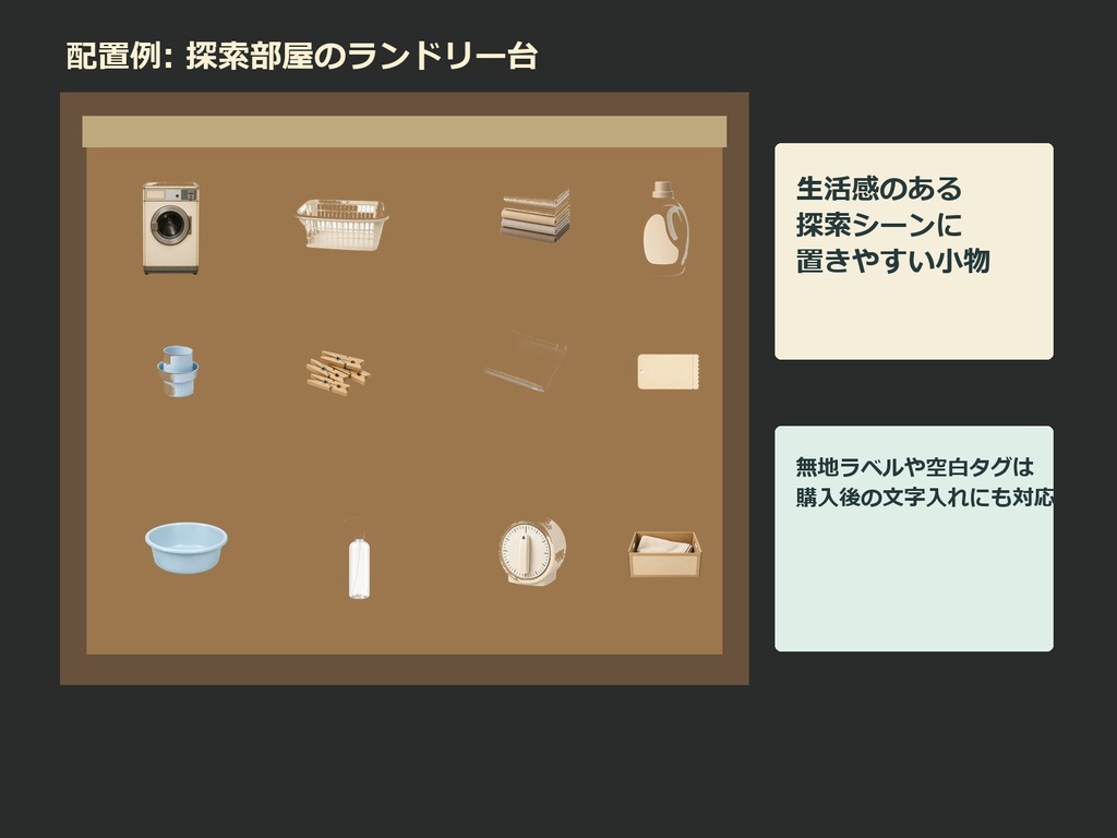 【商用利用可/透過PNG】レトロコインランドリー・洗濯小物素材30点|TRPG・ココフォリア・配信・ゲーム素材