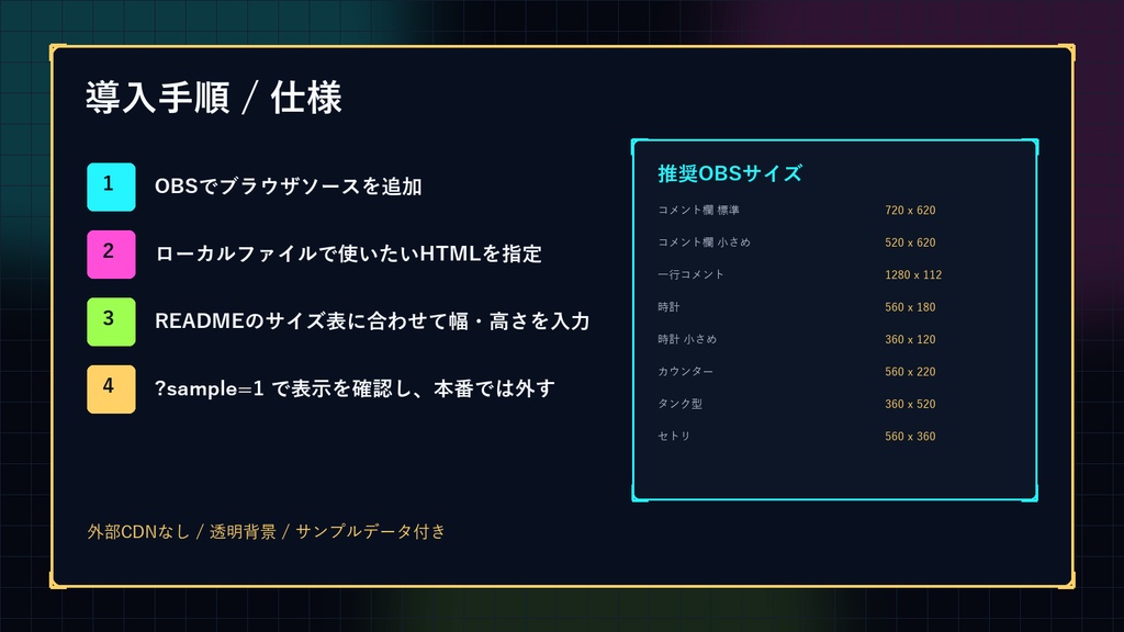 【OBS配信素材】RAINBOW ARCADE SOUND DECK コメント欄6テーマ+時計・カウンター・歌枠セトリUIセット