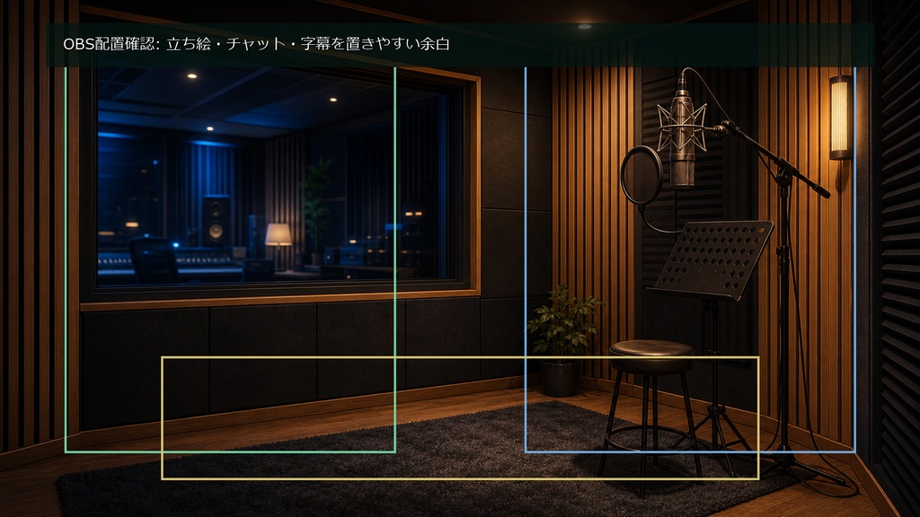 【無料お試し版あり/商用利用可】夜のレコーディングスタジオ|歌枠・雑談配信用PNG背景