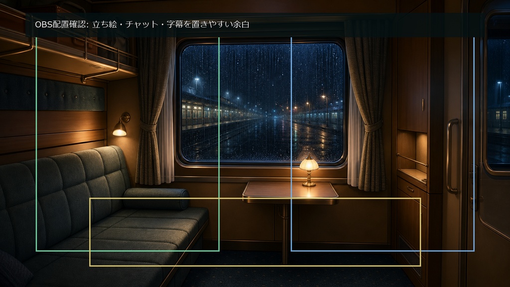 【無料お試し版あり/商用利用可】夜行寝台列車個室|雑談・作業配信用PNG背景