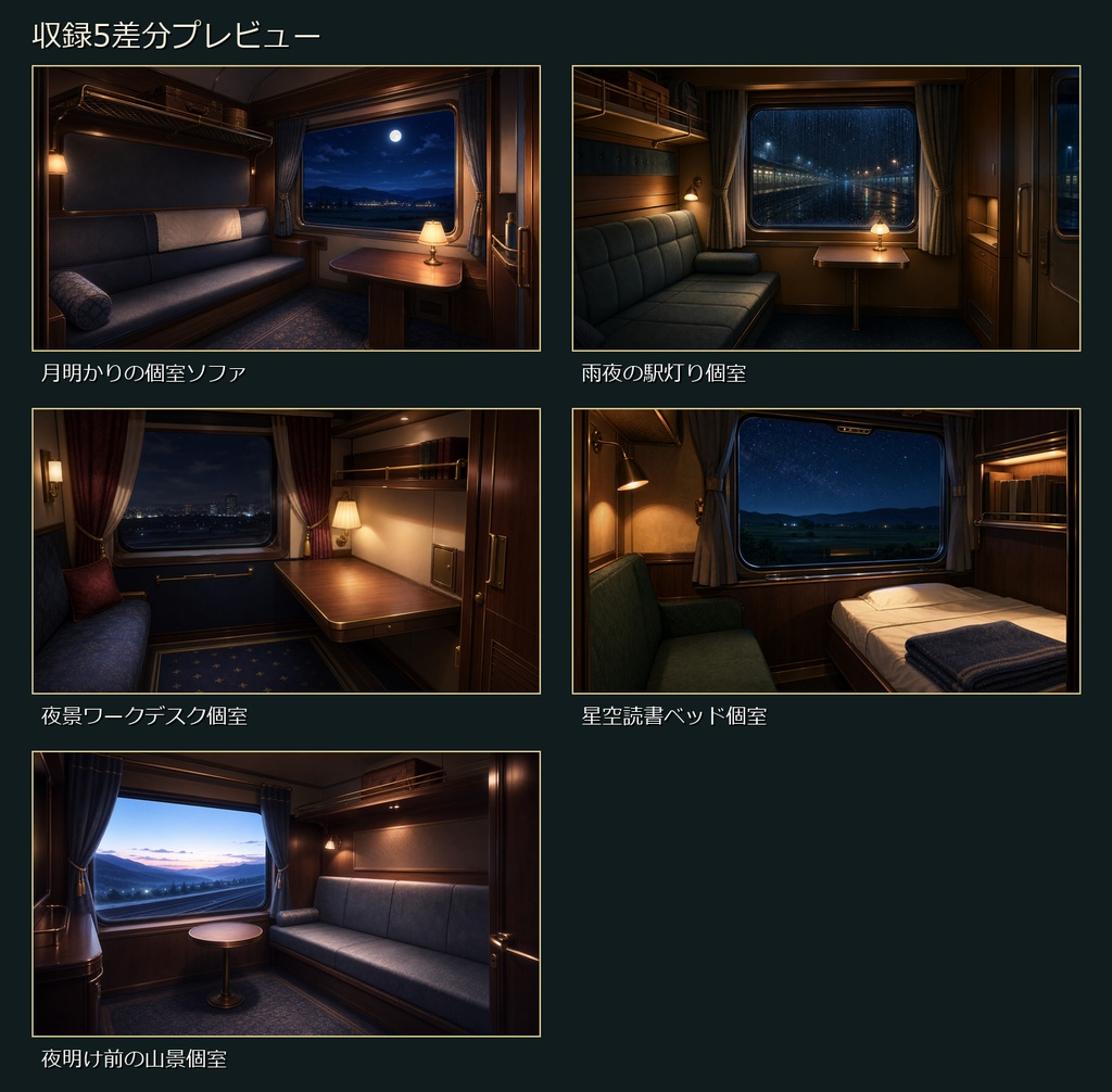 【無料お試し版あり/商用利用可】夜行寝台列車個室|雑談・作業配信用PNG背景