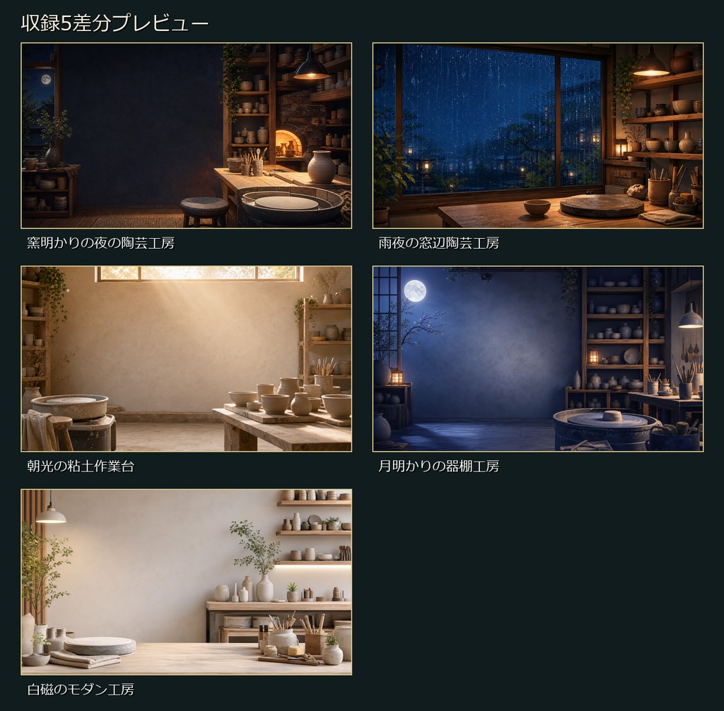 【無料お試し版あり/商用利用可】夜の陶芸工房|雑談・作業配信用PNG背景