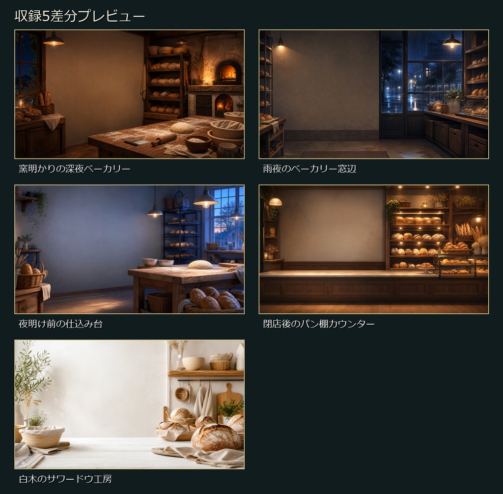 【無料お試し版あり/商用利用可】深夜のベーカリー工房|雑談・作業配信用PNG背景