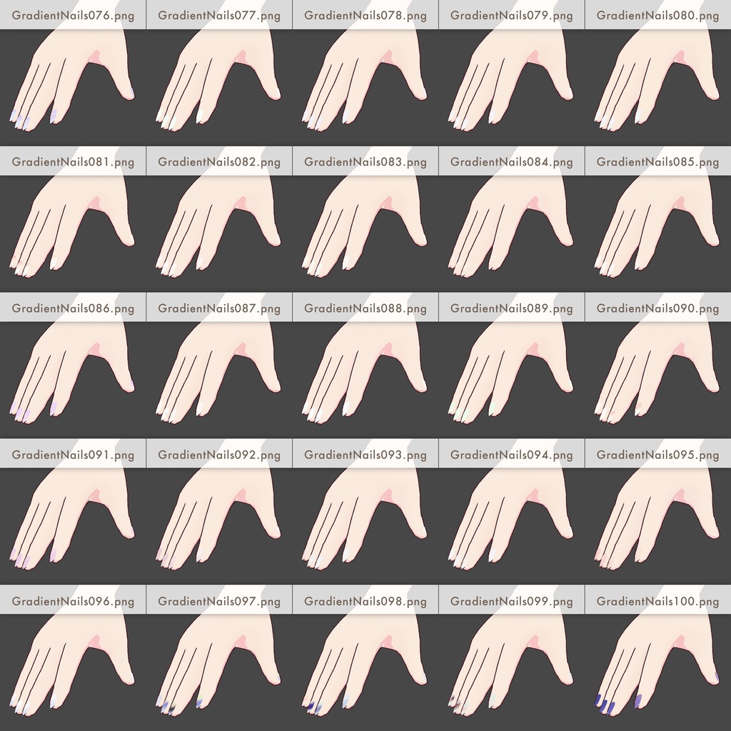 【VRoid texture】GradientNails-FULL ネイルテクスチャ100枚セット