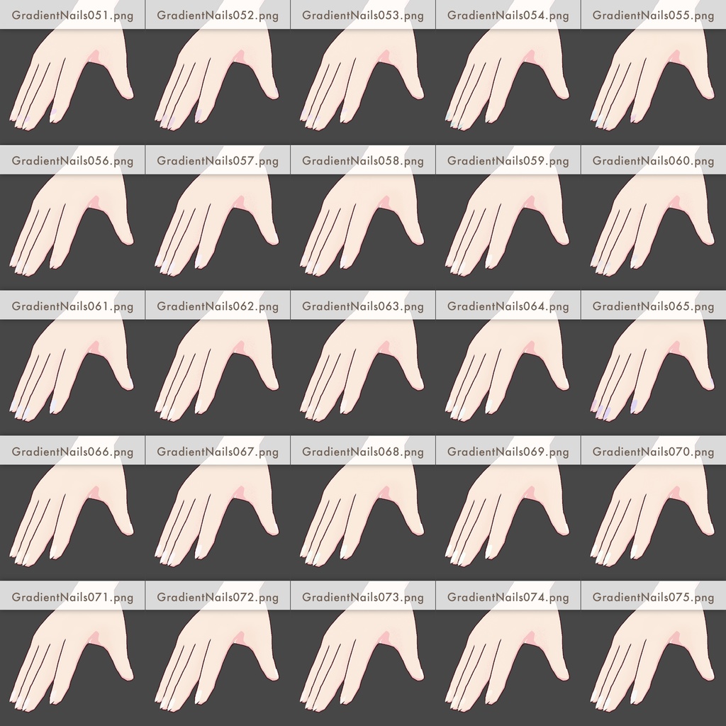 【VRoid texture】GradientNails-03 ネイルテクスチャ25枚セット