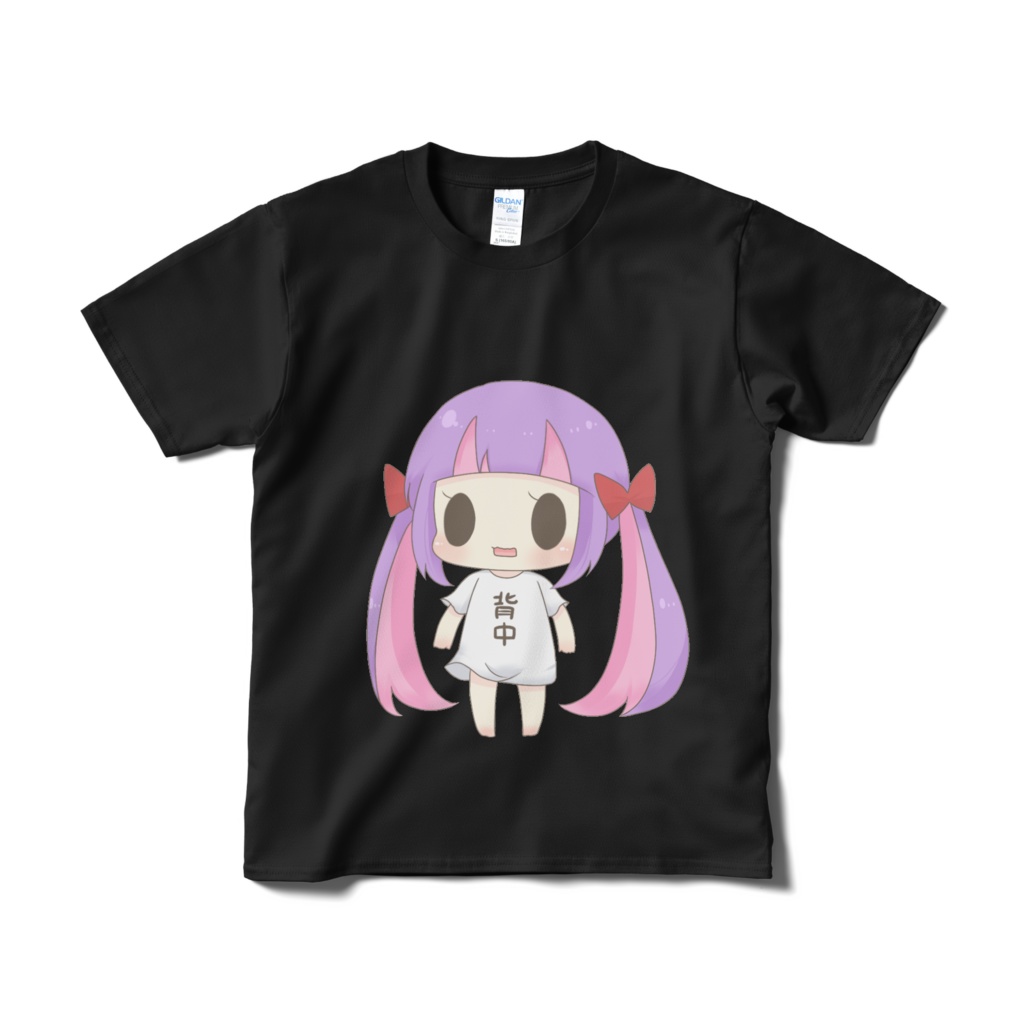 背中Tを着るくるるTシャツ-ブラックｰ