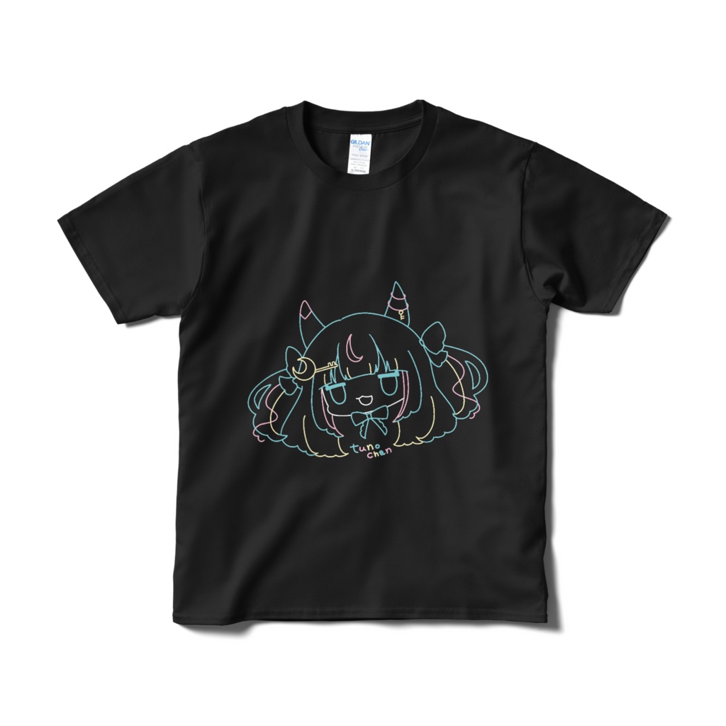 鍵月ツノTシャツ-ブラック