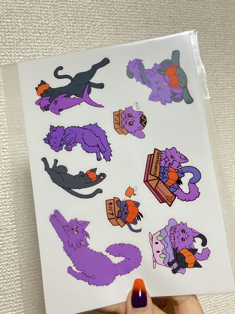 食べ物・にゃんこ詰め合わせクリアハーフカットシール