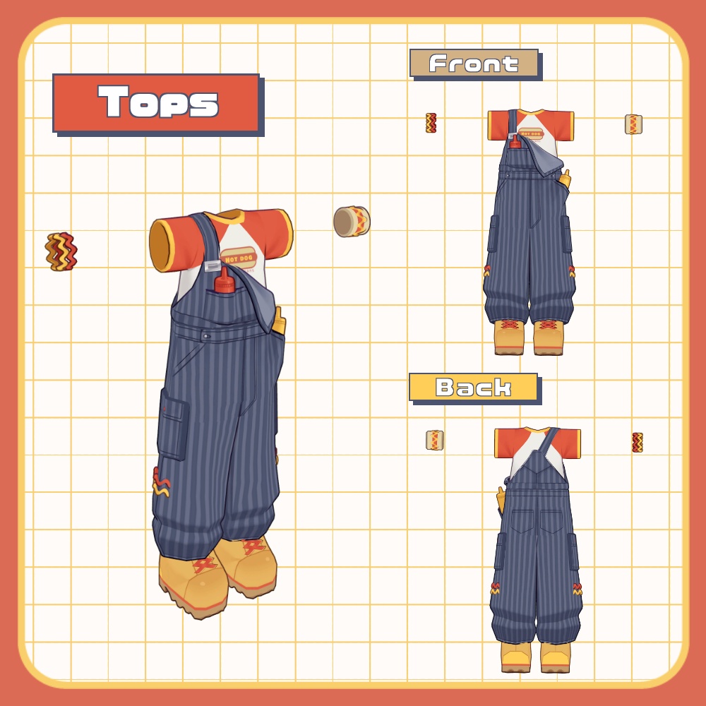 【まめふれ対応】ホットドッグオーバーオール / Hot Dog Overall【Mamehinata/Kipfel】