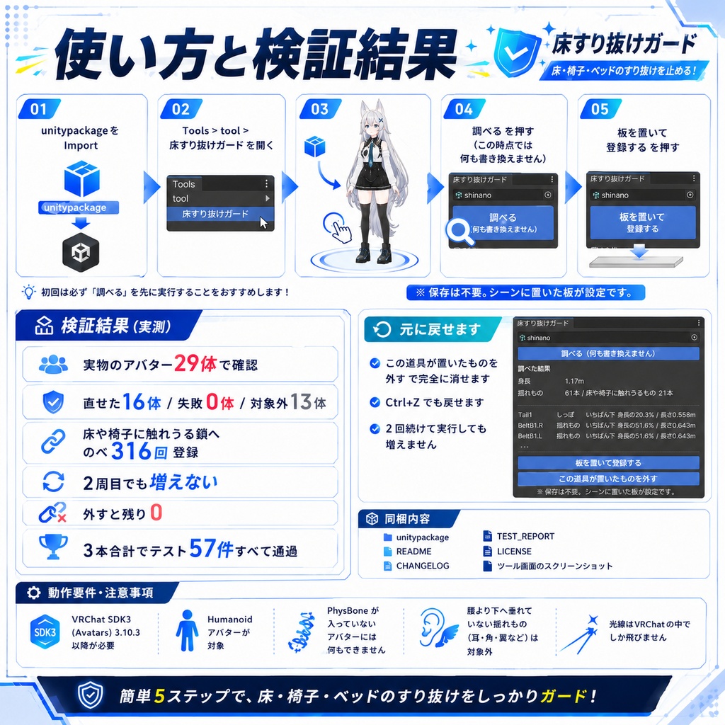 床すり抜けガード - 座ると髪もスカートもしっぽも椅子をすり抜ける、を止める【VRChat】【JA,EN,KO】