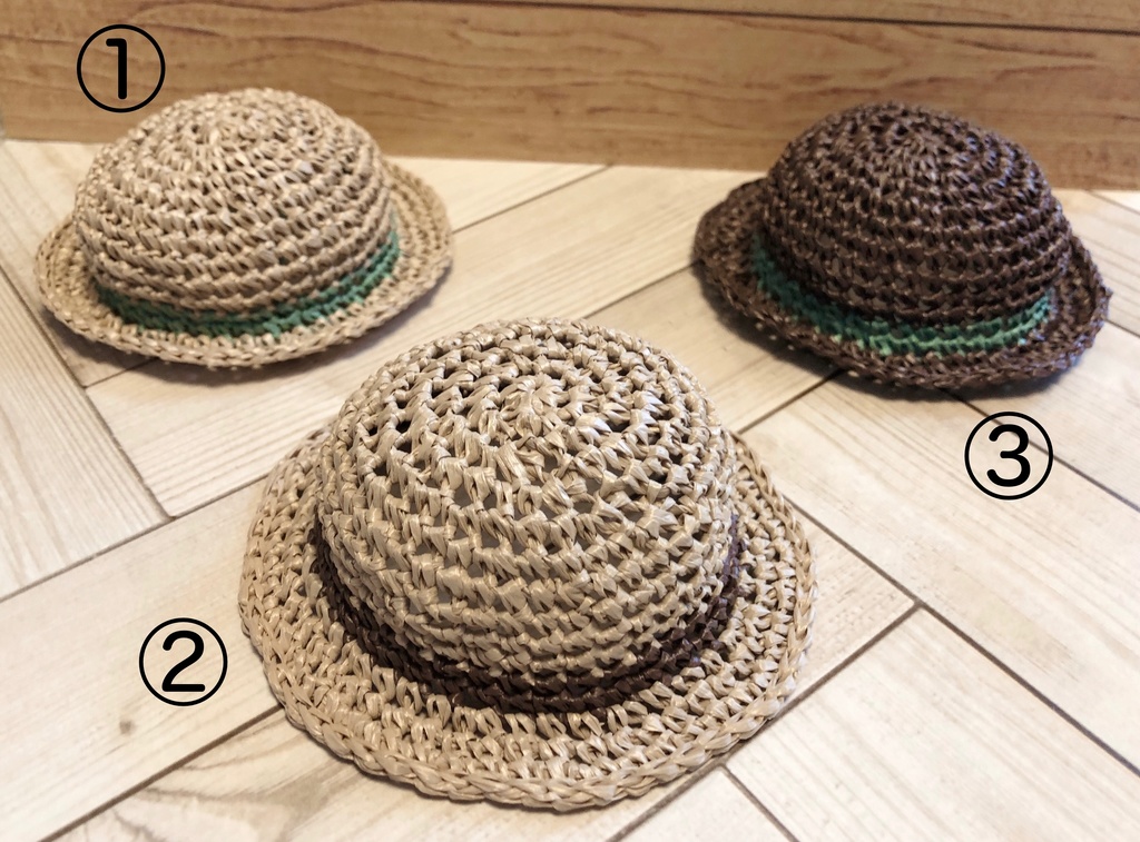 ぬいぐるみ・おまんじゅう用麦わら帽子