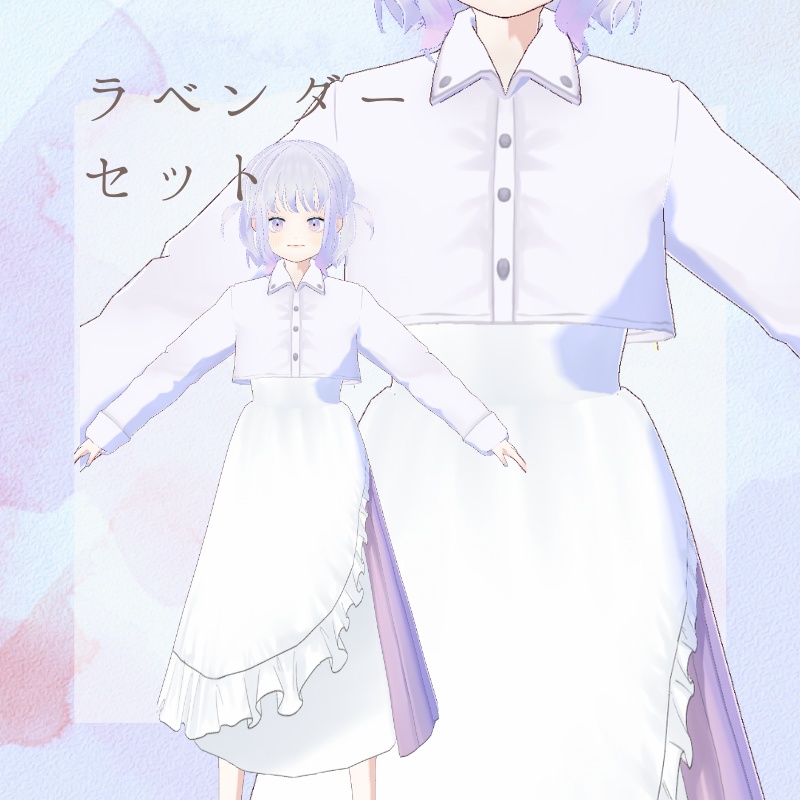 【Vroid衣装】クロップドシャツ+変形キャミワンピ