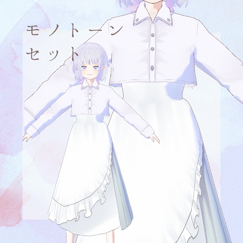 【Vroid衣装】クロップドシャツ+変形キャミワンピ