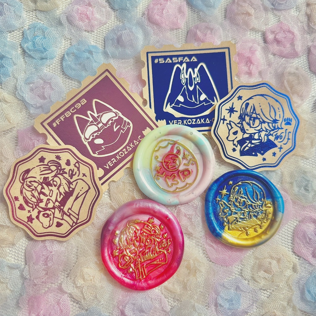 【非公式】ぎゃうるふ 箔押しシール&シーリングスタンプシールセット