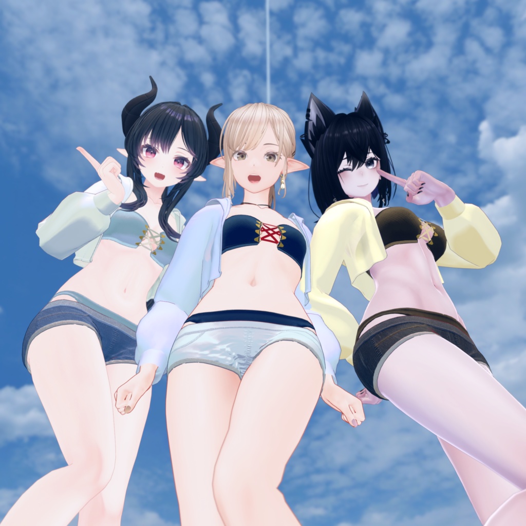 【VRChat向け衣装】Slit Lace-up Bikini