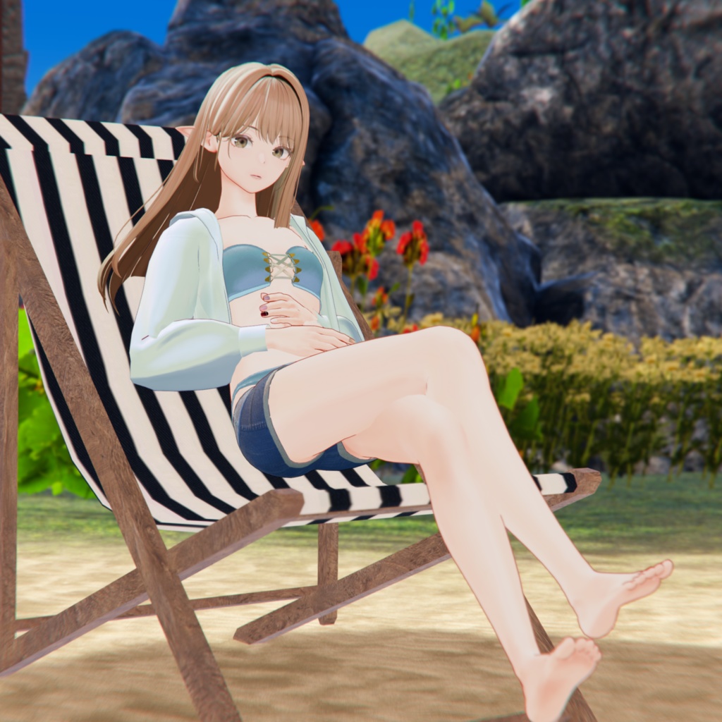 【VRChat向け衣装】Slit Lace-up Bikini