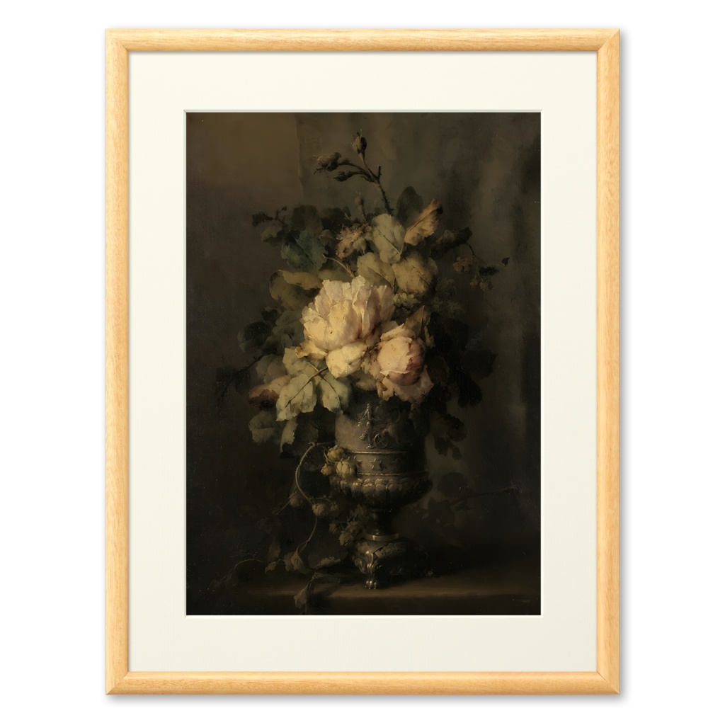 Zilveren vaas met bloemen