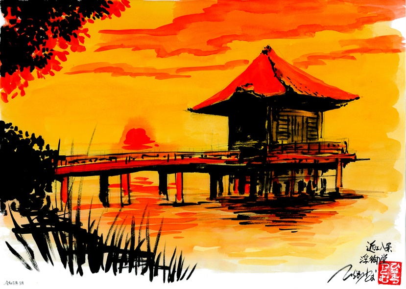 アートシリーズ　風景画　浮御堂　近江八景　J012