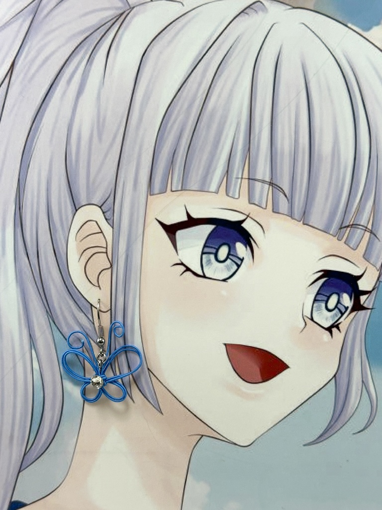 幸せを運ぶ 水引蝶デザインピアス ライトブルー