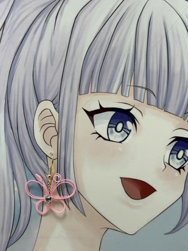 幸せを運ぶ 水引蝶デザインピアス ピンク