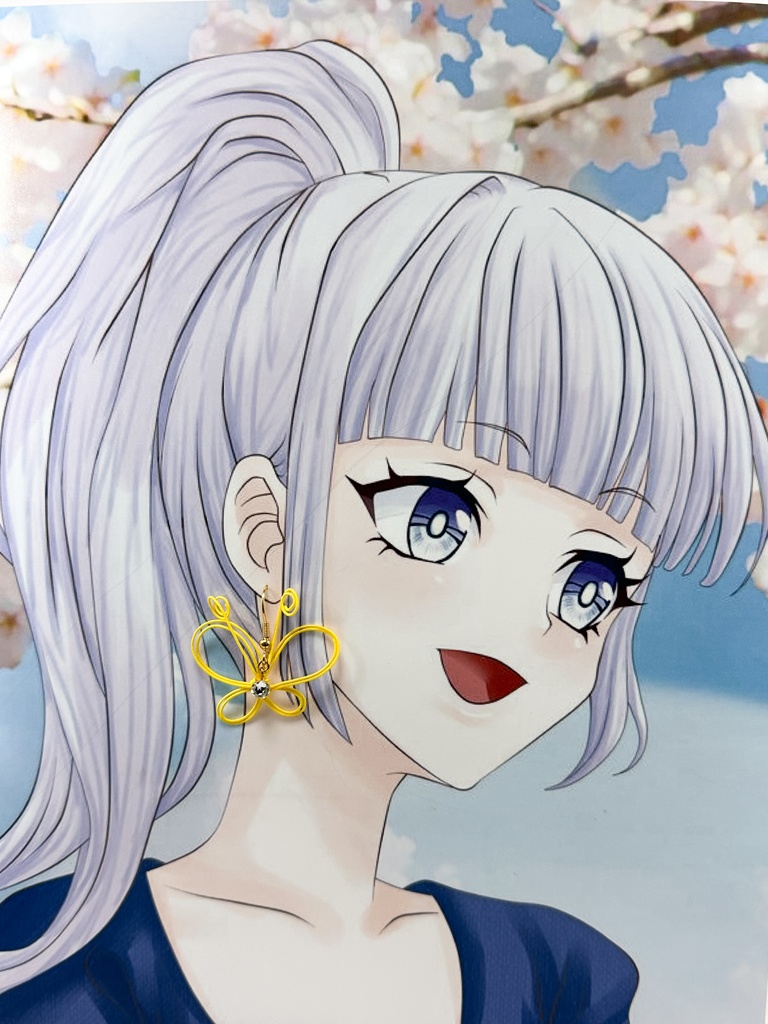 幸せを運ぶ 水引蝶デザインピアス ゴールド