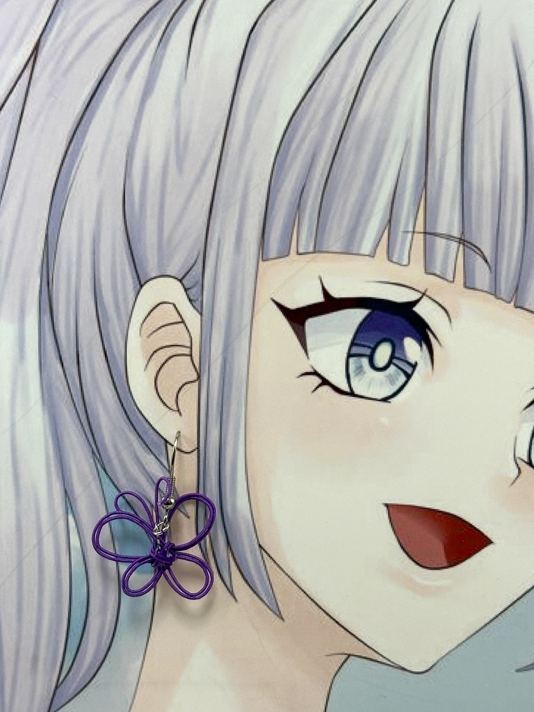 幸せを運ぶ 水引蝶デザインピアス 紫