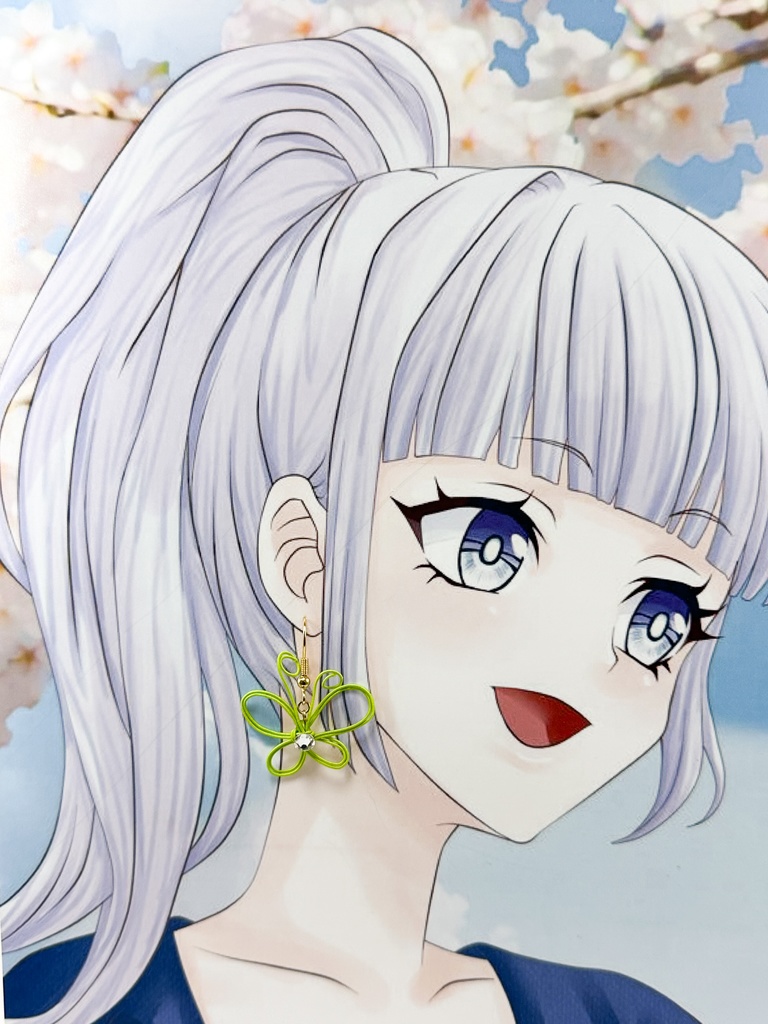 幸せを運ぶ 水引蝶デザインピアス ライトグリーン