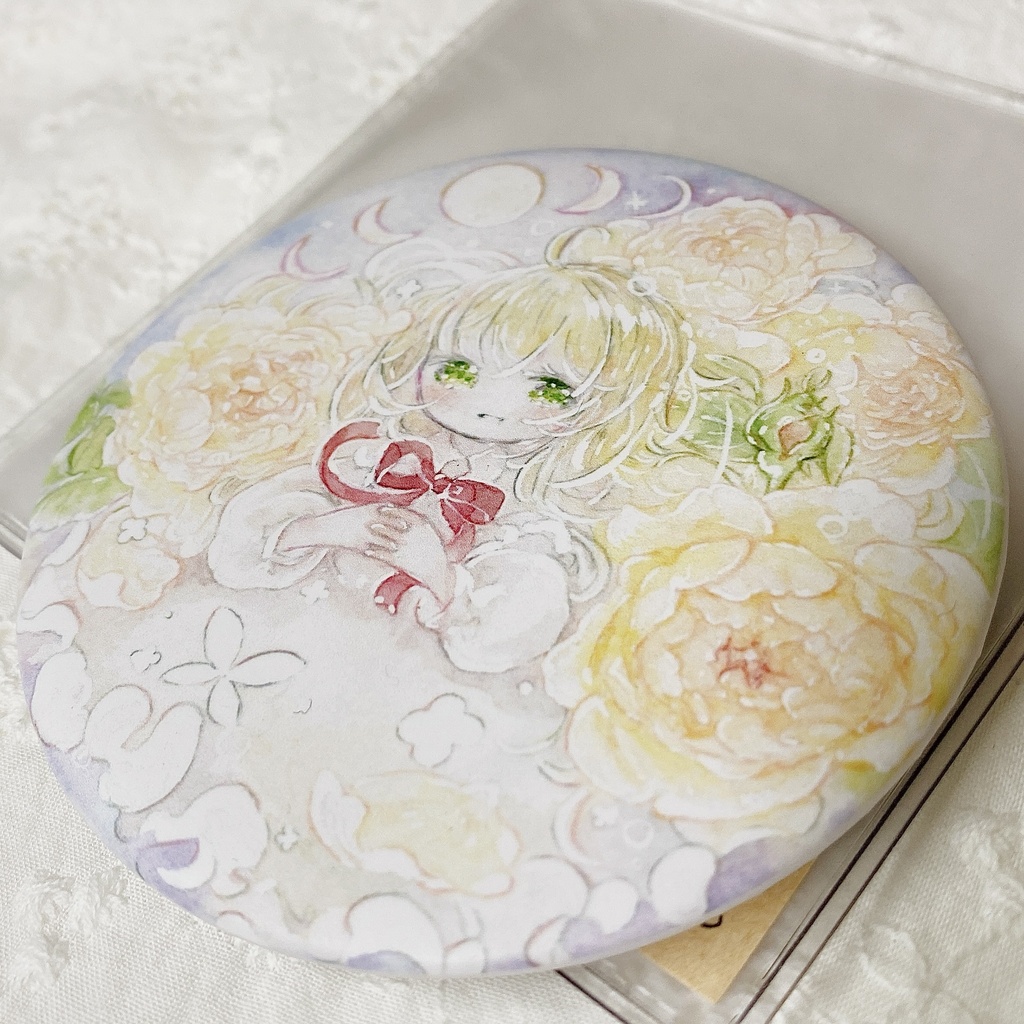 バラと月の缶ミラーと缶バッジセット