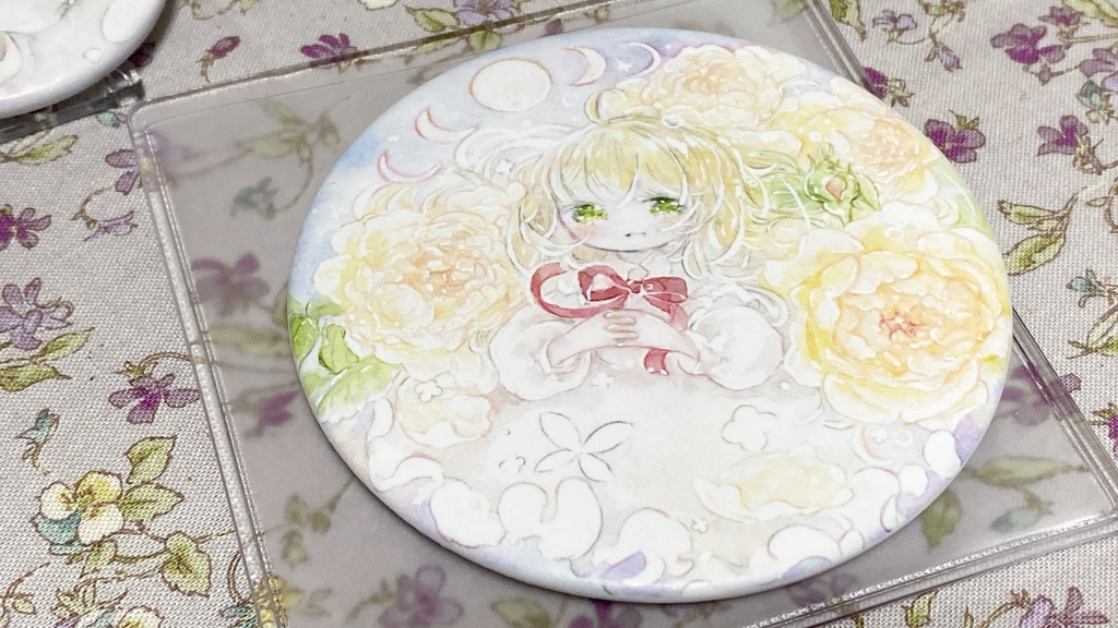 バラと月の缶ミラーと缶バッジセット