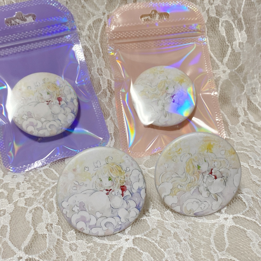 月とバラの缶バッジ