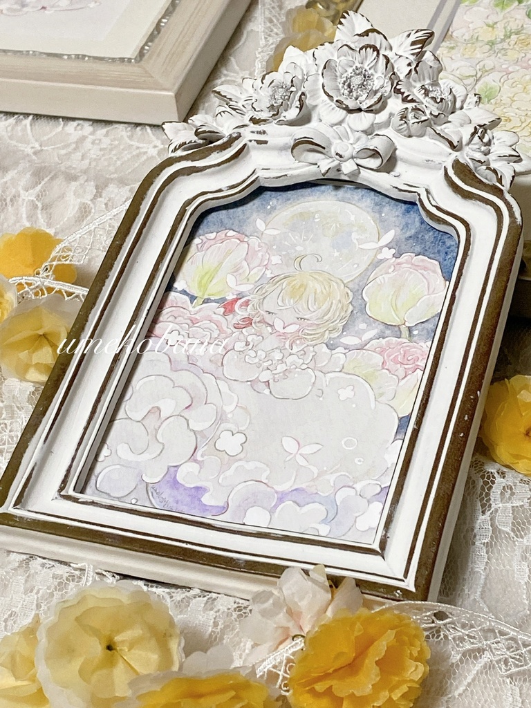 ⦅額装原画⦆月夜に妖精