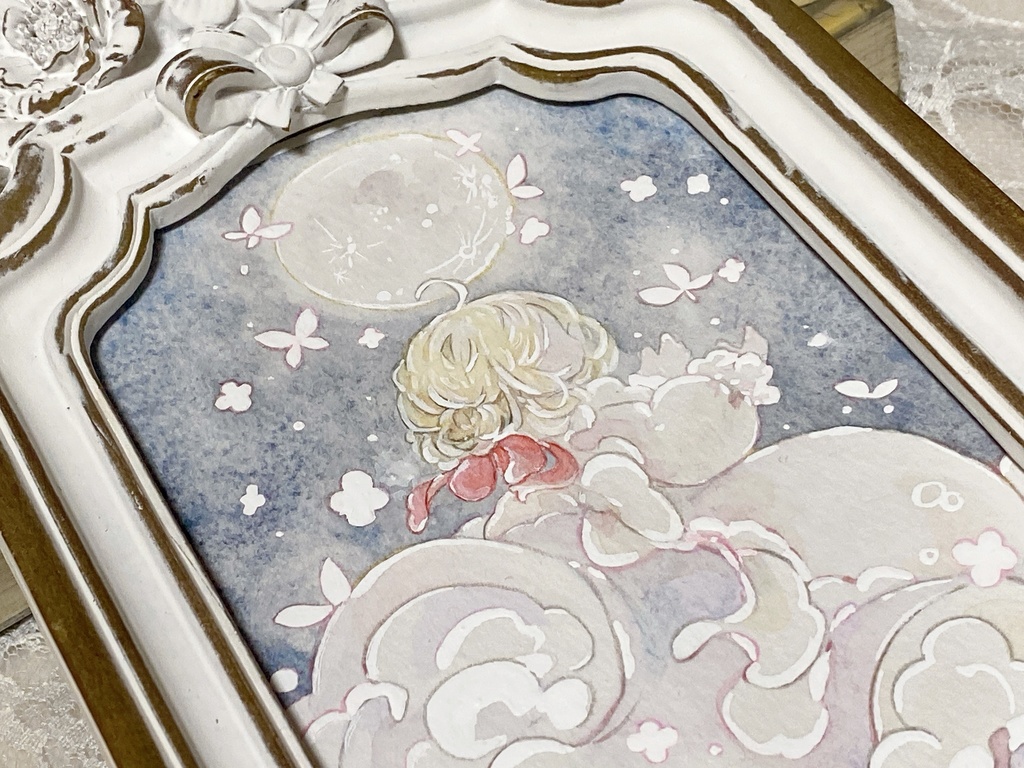 ⦅額装原画⦆月夜に妖精