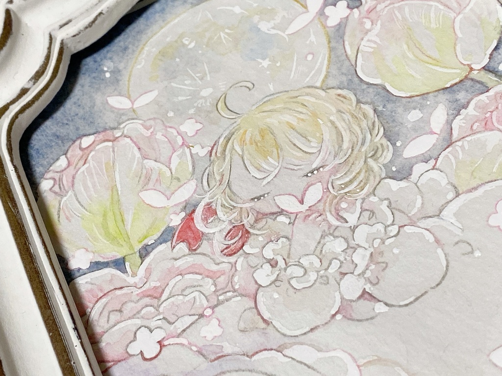 ⦅額装原画⦆月夜に妖精