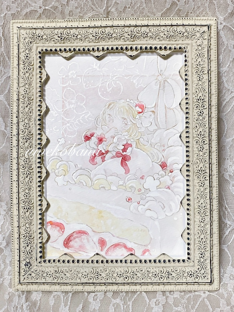⦅額装原画⦆『ショートケーキのいちばんうえ』