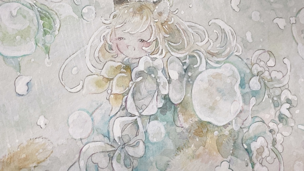 ⦅額装原画⦆『雫のワルツに草の香り』