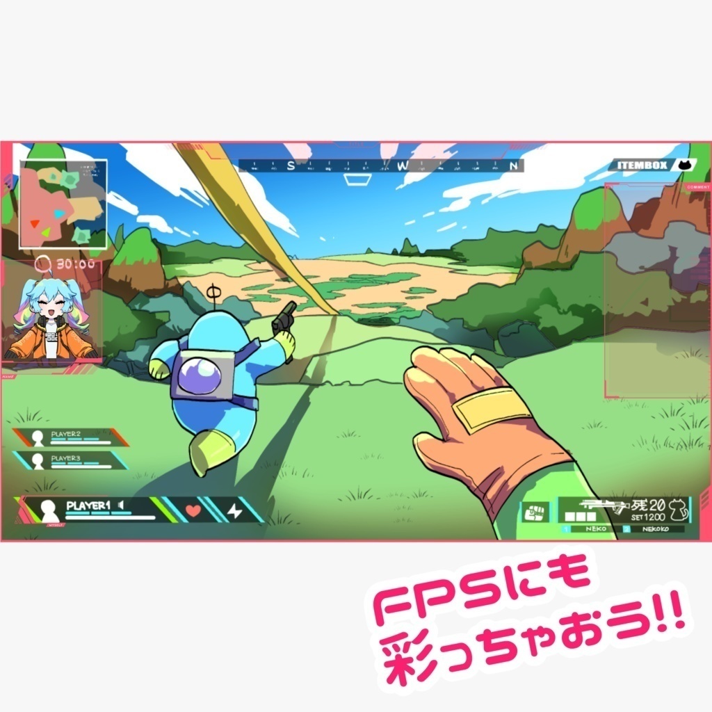 ゲーム配信用オーバーレイ2個入りセットCyber×neon