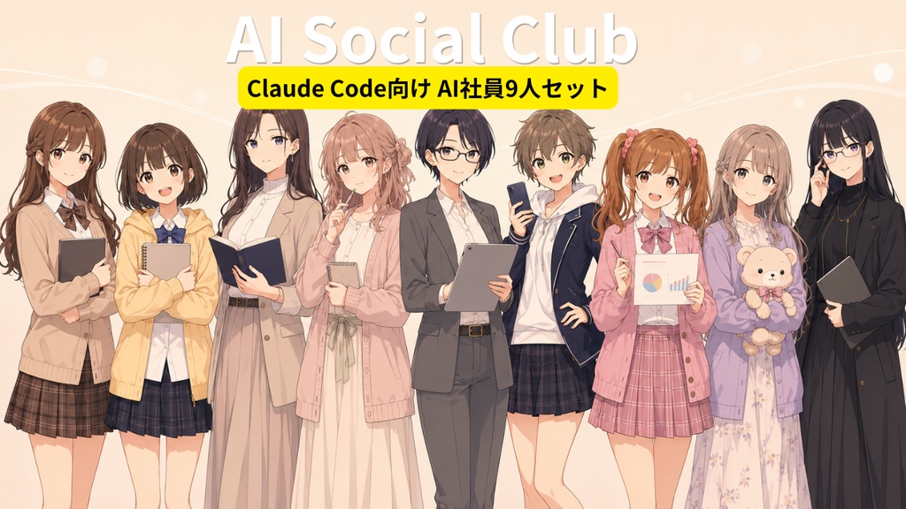 AI Social Club v1.0 — Claude Code向けAI社員9人パッケージ【先行価格】