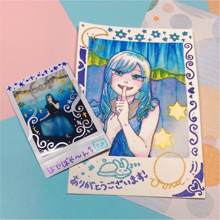 【おまけ付き】ぼやぼやチェキ&チェキ風イラスト