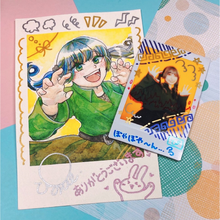 【おまけ付き】ぼやぼやチェキ&チェキ風イラスト