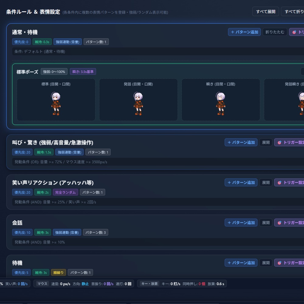 【OBS対応】声や操作で表情が変わる立ち絵制御ソフト『イラストスイッチVtuber』