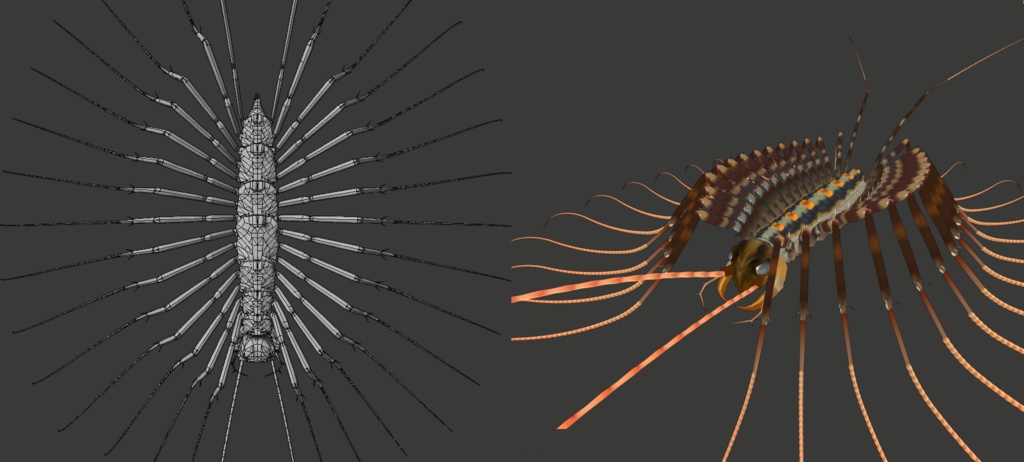 「オオゲジのヨシエ」VRChat/MMD向け人/人虫/虫型3Dモデル