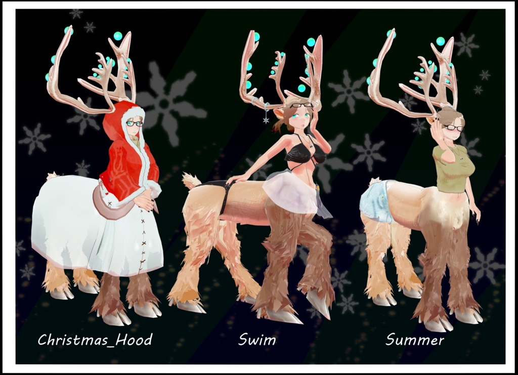 「トナカイのスイセイ」VRChat/MMD対応ケンタウロス型/鹿型オリジナル3Dモデル