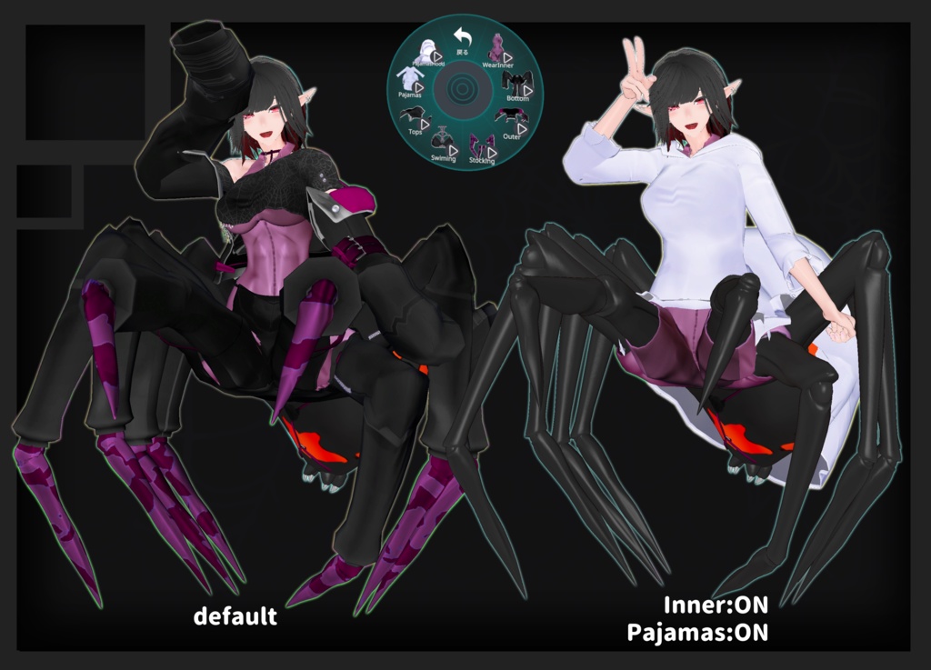 「アラクネのラテラ」VRChat/Quest/MMD/VRM対応人虫型オリジナル3Dモデル