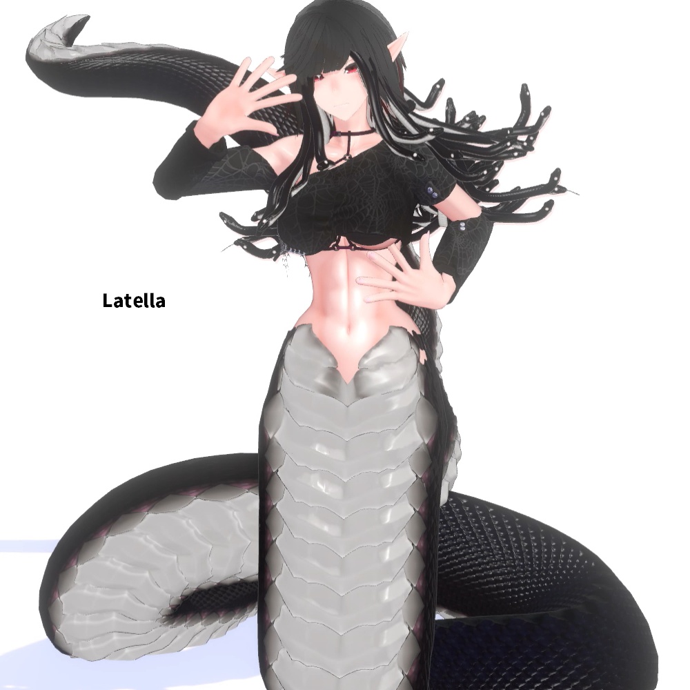 「メデューサパーツ 胴/髪 +石化ギミック」 VRChat対応衣装3Dモデル