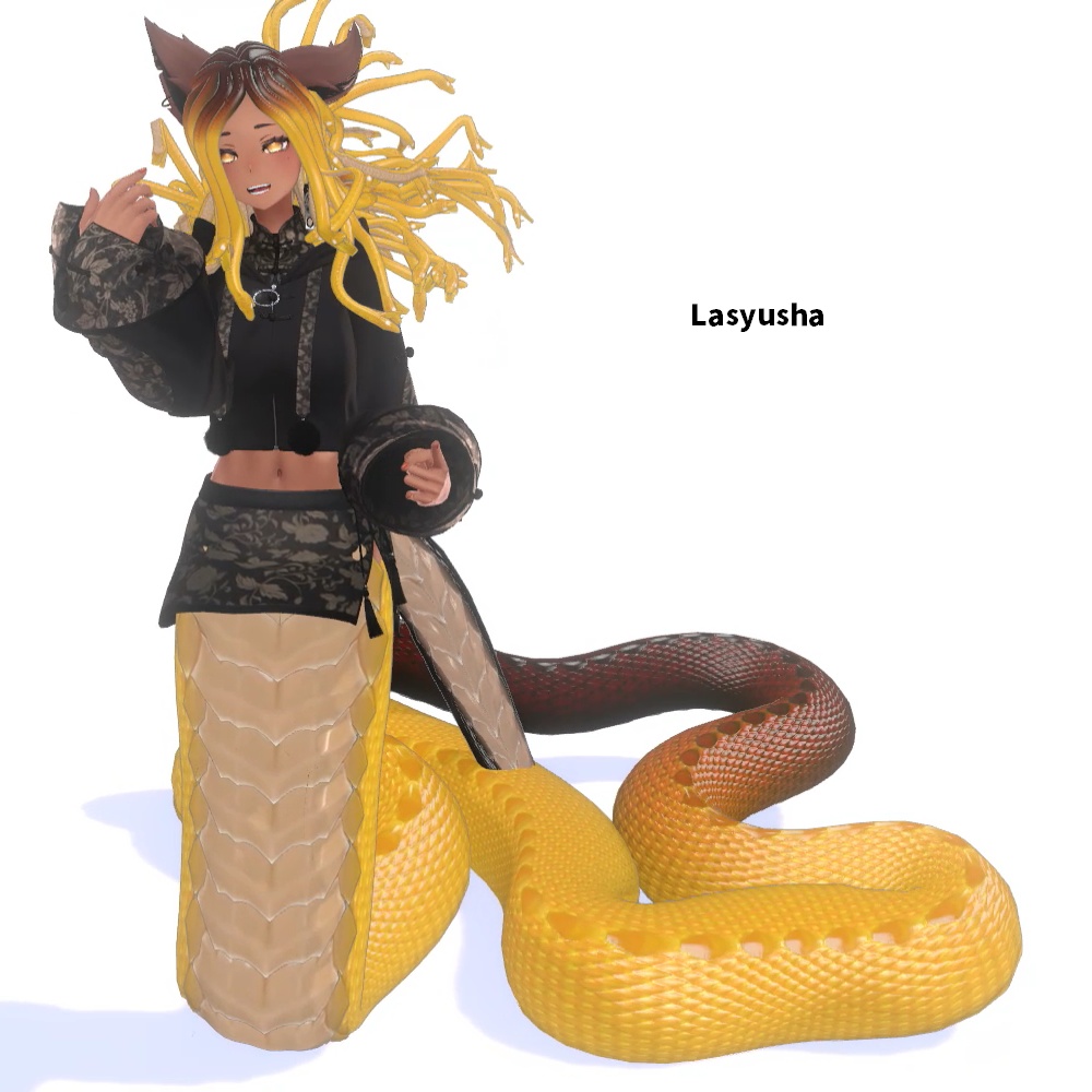 「メデューサパーツ 胴/髪 +石化ギミック」 VRChat対応衣装3Dモデル